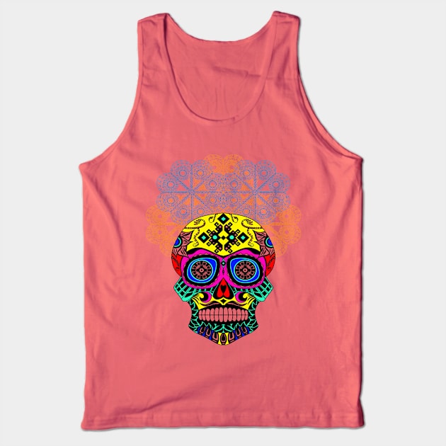 colorful catrina in floral crown ecopop pattern Tank Top by jorge_lebeau